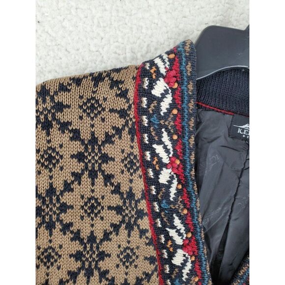 Vtg Icelandic Design Sweater Jacket Womens S Nordic Brown Multicolor Lined - Picture 8 of 15